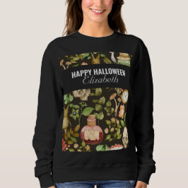 Dödskalle Växt Svamp Blomma Abstrakt Halloween T Shirt