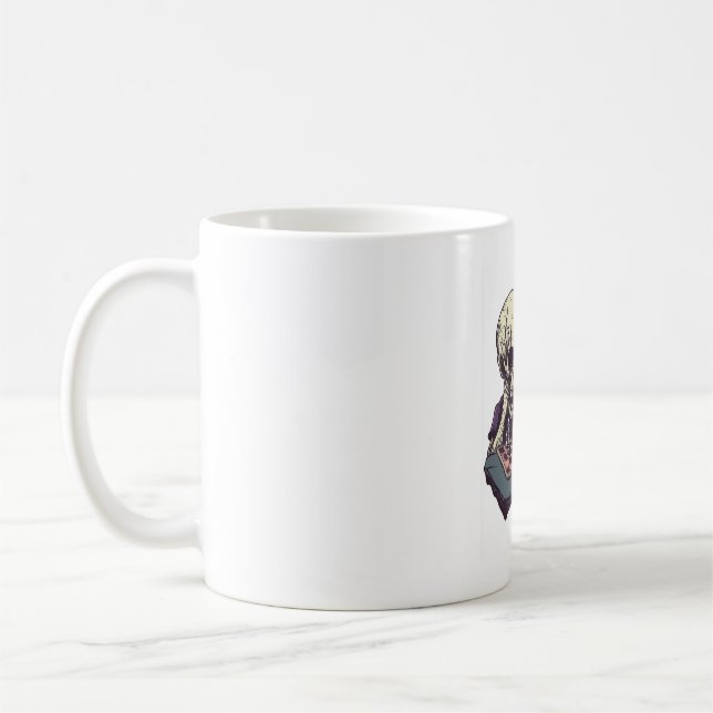 Dödskalle vs Katt � Roligt Schackslag Kaffemugg (Vänster)