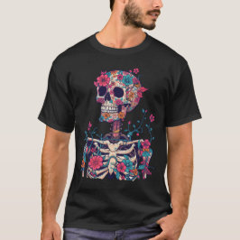 Dödskalleblommor Grafisk Mörk Estetik Gotisk T-Shi T Shirt