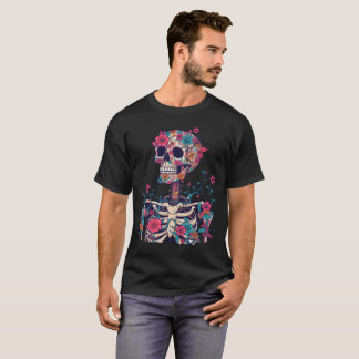 Dödskalleblommor Grafisk Mörk Estetik Gotisk T-Shi T Shirt