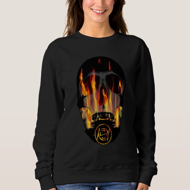 Dödskallebrand Flammor T Shirt (Framsida)