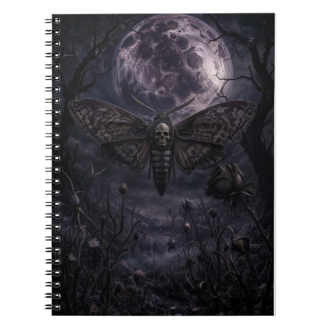 Dödskallefjäril Goth Moon Konsttryck Anteckningsbok (Framsidan)