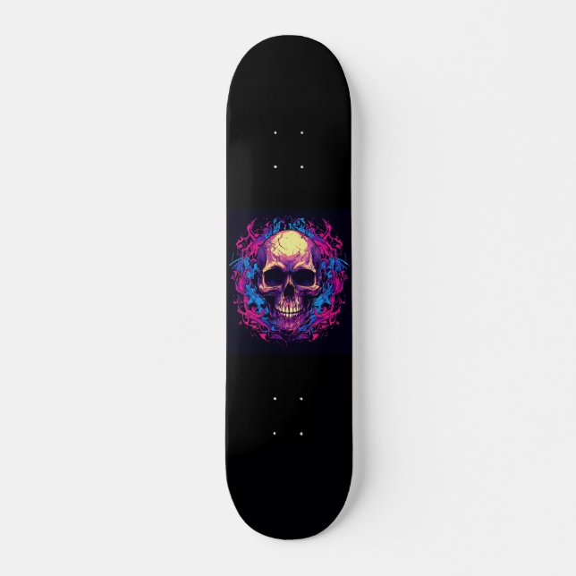 Dödskalleflamma Mini Skateboard Bräda 18,5 Cm (Framsida)