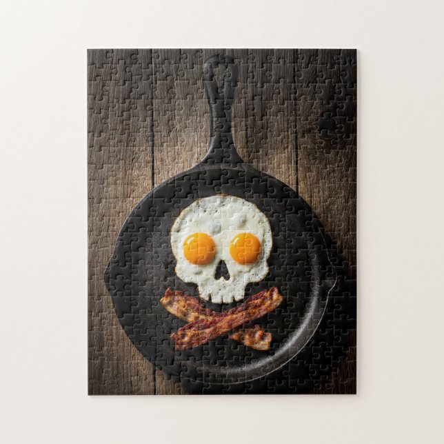 Dödskallefrukost – Mörk mat humor konst Pussel (Vertikal)