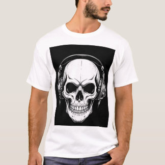 Dödskallehörlurar Gothic Grafisk T-Shirt