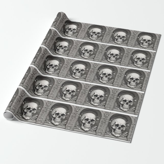 Dödskalleillustration Presentpapper (Utrullad)