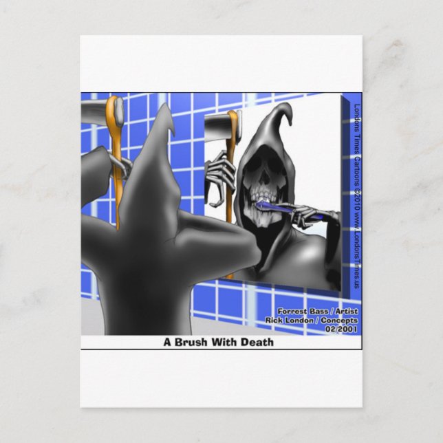 Dödskallepensel med Döden Roliga T-shirts Muggar & Vykort (Framsida)