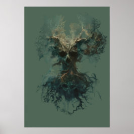 Dödskalleträd Surrealistisk Mörk Natur Poster