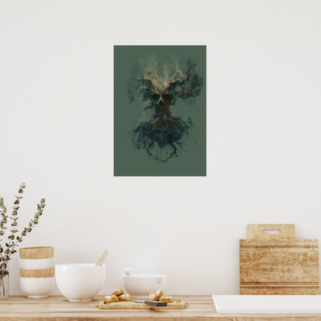 Dödskalleträd Surrealistisk Mörk Natur Poster (Kök)
