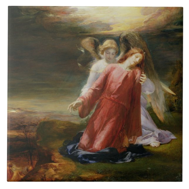 Dödskampen i trädgården, 1858 (olja på panel) kakelplatta (Framsidan)