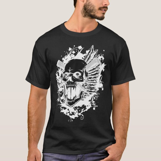 Dödskrigarens T-shirt Gotisk Skelett Tröja (Framsida)