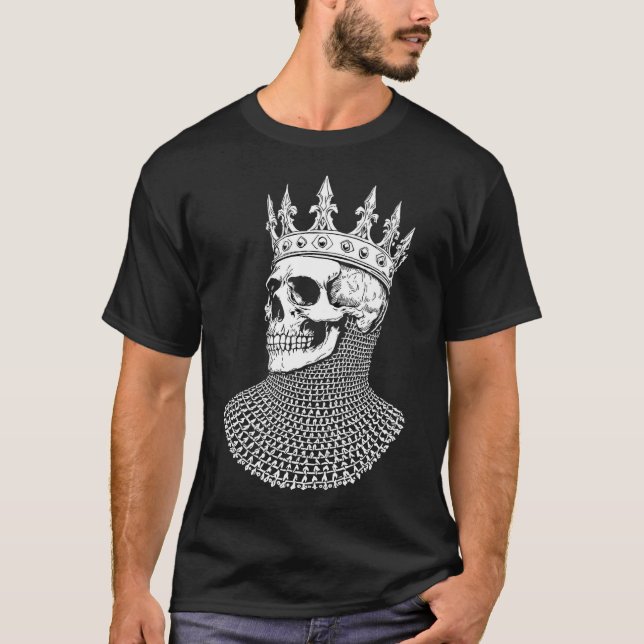 Dödskung Kronkedja Gotisk Linjekonst T Shirt (Framsida)