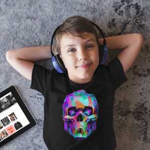 Dödsmasken Stil Barn Black Skull för Hyper Färg T Shirt