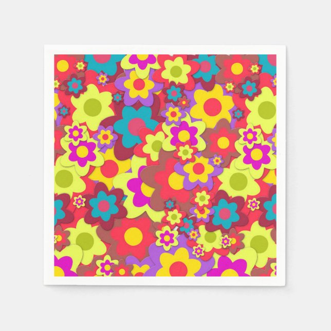 Dödsmiddag för barn till Hippy Peace-blomman party Pappersservett (Framsidan)