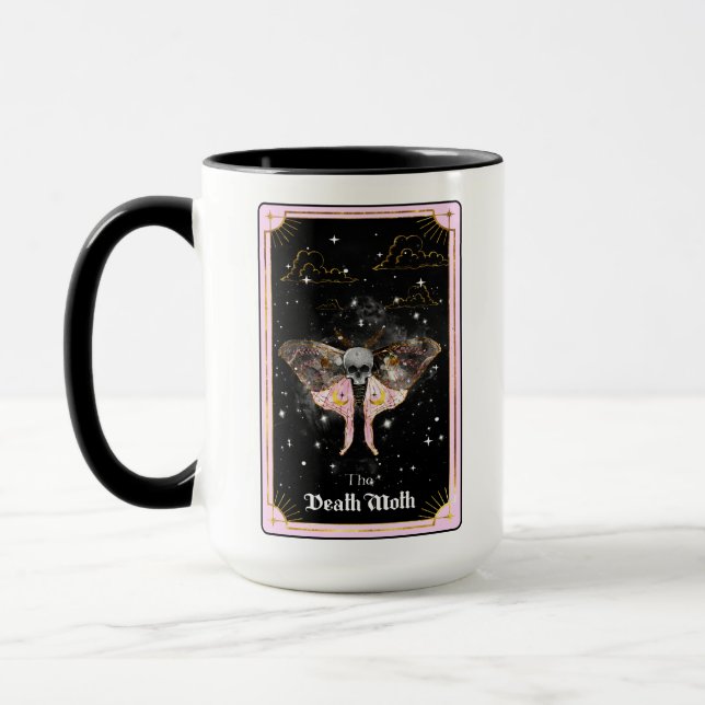 Dödsmomentet Tarot Card Måne Rosa Celestial Mugg (Vänster)