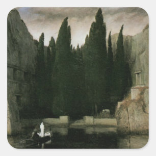 Dödsön av Arnold Böcklin, symbolism konst Fyrkantigt Klistermärke