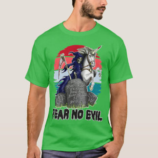 Dödsriding Unicorn fruktar inget ont Skeleton T Shirt