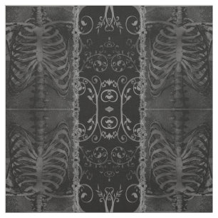 Dödsskadans skönhet Skeleton Goth-väven Tyg