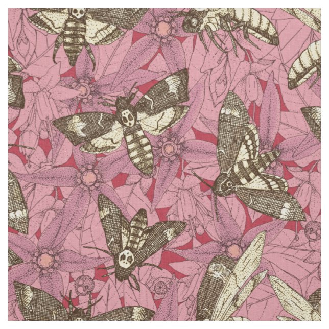 Dödsskalle hawkmoth ro tyg (Provkarta)