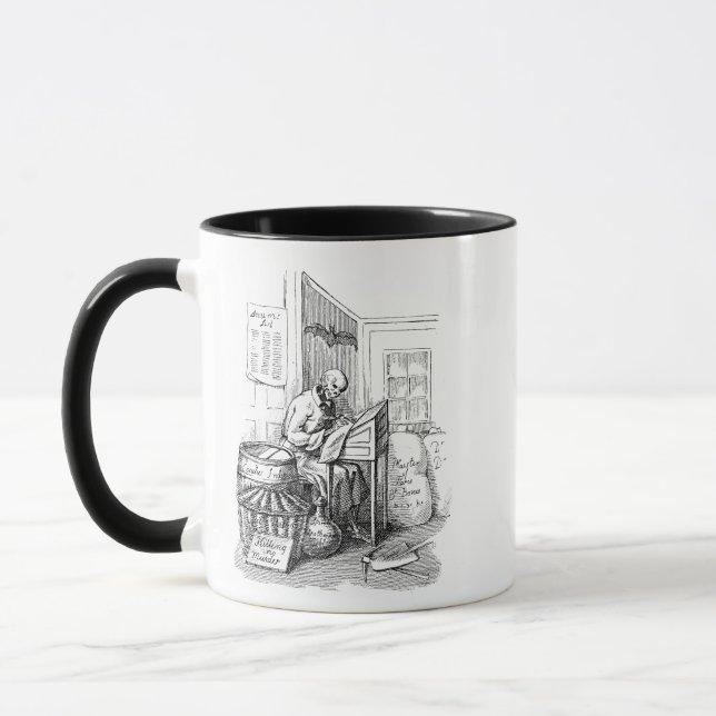 Dödsskeleton Skrivlista Macabre Horror Art Mugg (Vänster)