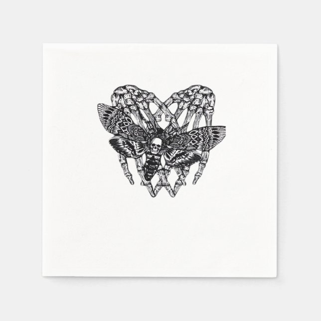 Dödsstall, månsten, klassiskt - Skeleton Hand Hear Pappersservett (Framsidan)