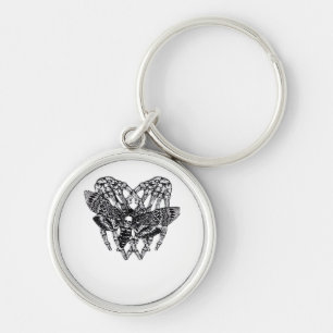 Dödsstall, månsten, klassiskt - Skeleton Hand Hear Rund Silverfärgad Nyckelring