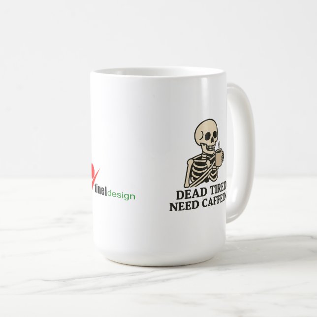 Dödstrött, behöver koffein kaffemugg (Framsida höger)