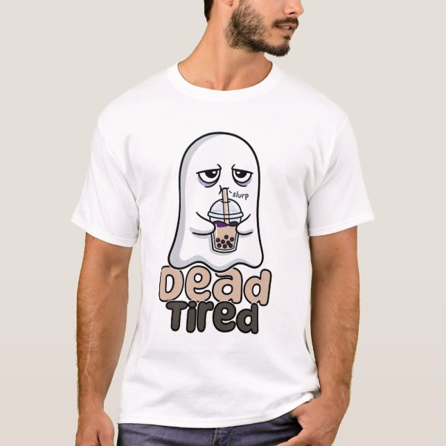 Dödstrött Söt Boba Spöke T Shirt (Framsida)