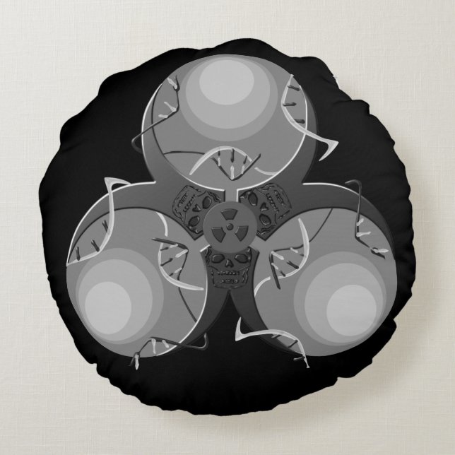 Dödsvirus Biohazard Rund Kudde (Baksidan)