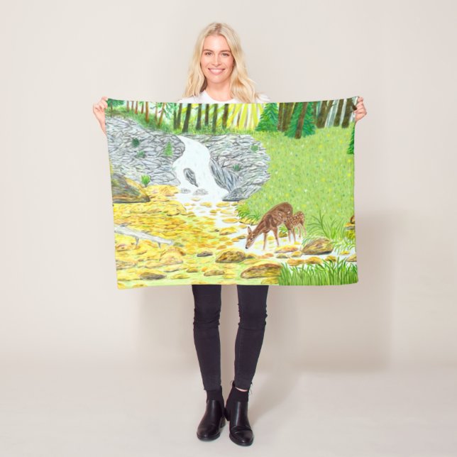 Doe and Fawn Fleecefilt (På plats)