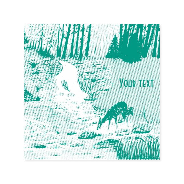 Doe and Fawn Self Inking Rubber Frimärke Självfärgande Stämpel (Design)