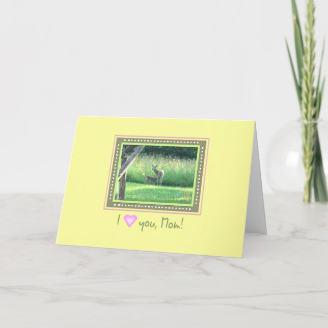 Doe & Fawn I (hjärta) Din Mor-dag Kort (Framsida)