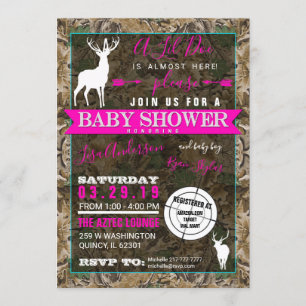 Doe för baby shower för jaktCamo flicka Inbjudningar