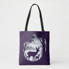 Doe Hjort and Fawn Shopping Errand Tote Bag Tygkasse