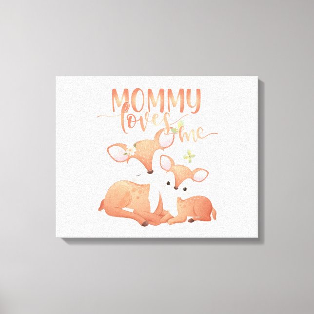 Doe Hjort och Fawn Mamma Kärlek me Canvastryck (Framsida)