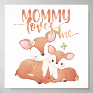 Doe Hjort och Fawn Mamma Kärlek me Poster
