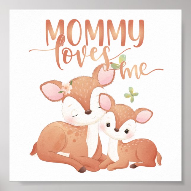 Doe Hjort och Fawn Mamma Kärlek me Poster (Framsidan)