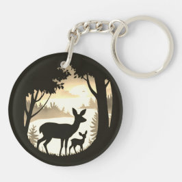Doe Hjort och Fawn Round Acrylic Keychain