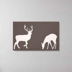Doe och Buck Hjort Couple Woodland Forest Canvas
