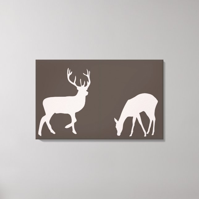 Doe och Buck Hjort par Woodland Forest Canvas (Framsida)