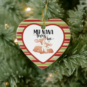 Doe och Fawn My Nana Kärlek Me Julgransprydnad Keramik