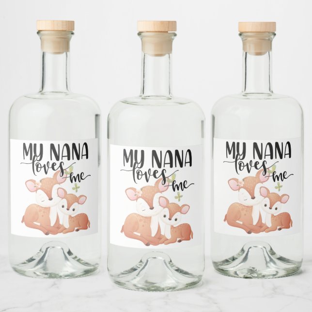 Doe och Fawn My Nana Kärlek Me Spritflaskor Etikett (Flaskor)