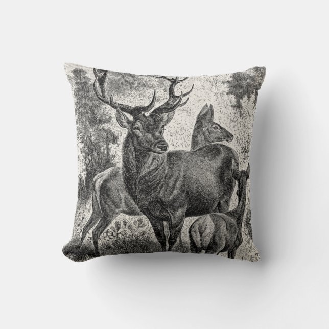 Doen för fullvuxen hankronhjort för illustrationen kudde (Framsida)