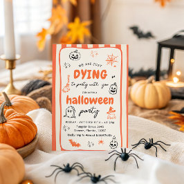 Döende för att festa med dig Orange Halloween-inbj Inbjudningar