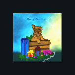 Doft i A-boxen, God jul Canvastryck<br><div class="desc">Lucky Little Hund i Giftbox,  God jul! ~~~ Puppy in A Box ,  God jul ~ färgpenna teckning by Krisi ArtKSZP ~~ Store Category >>>> Hund - Hund >> Puppy in A Box God jul</div>