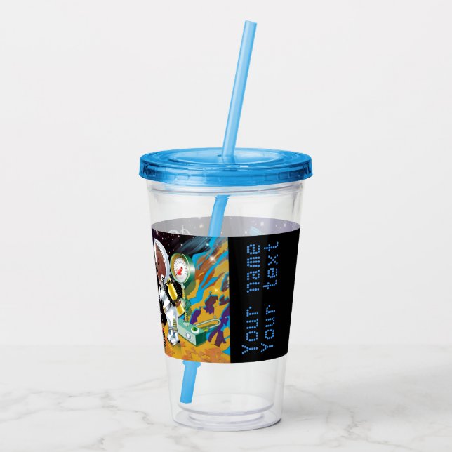 Doft i rymden en utlänning med teleskop take away mugg (Baksida)