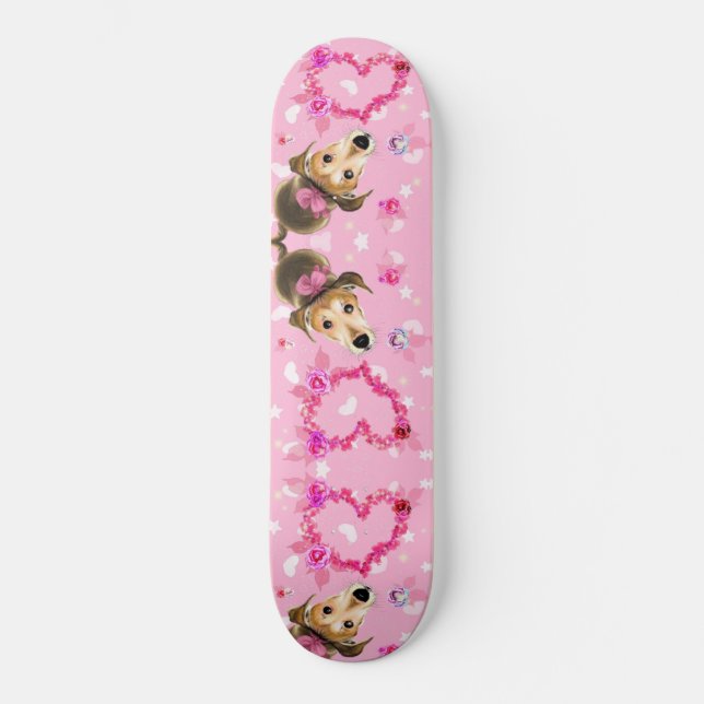 Doft med Rosa band - Kärlek Mini Skateboard Bräda 18,5 Cm (Framsida)