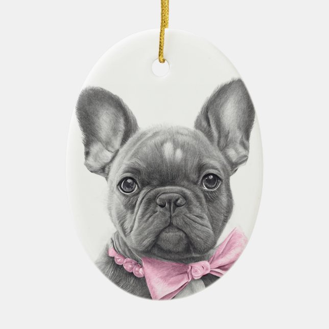 Doftdockor med fransk med rosa båge julgransprydnad keramik (Framsidan)