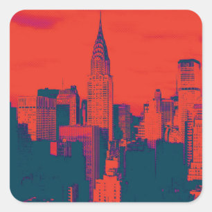 Doften Red Retro Stil Pop Art New York City Fyrkantigt Klistermärke