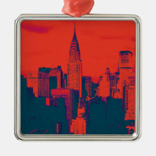 Doften Red Retro Stil Pop Art New York City Julgransprydnad Metall